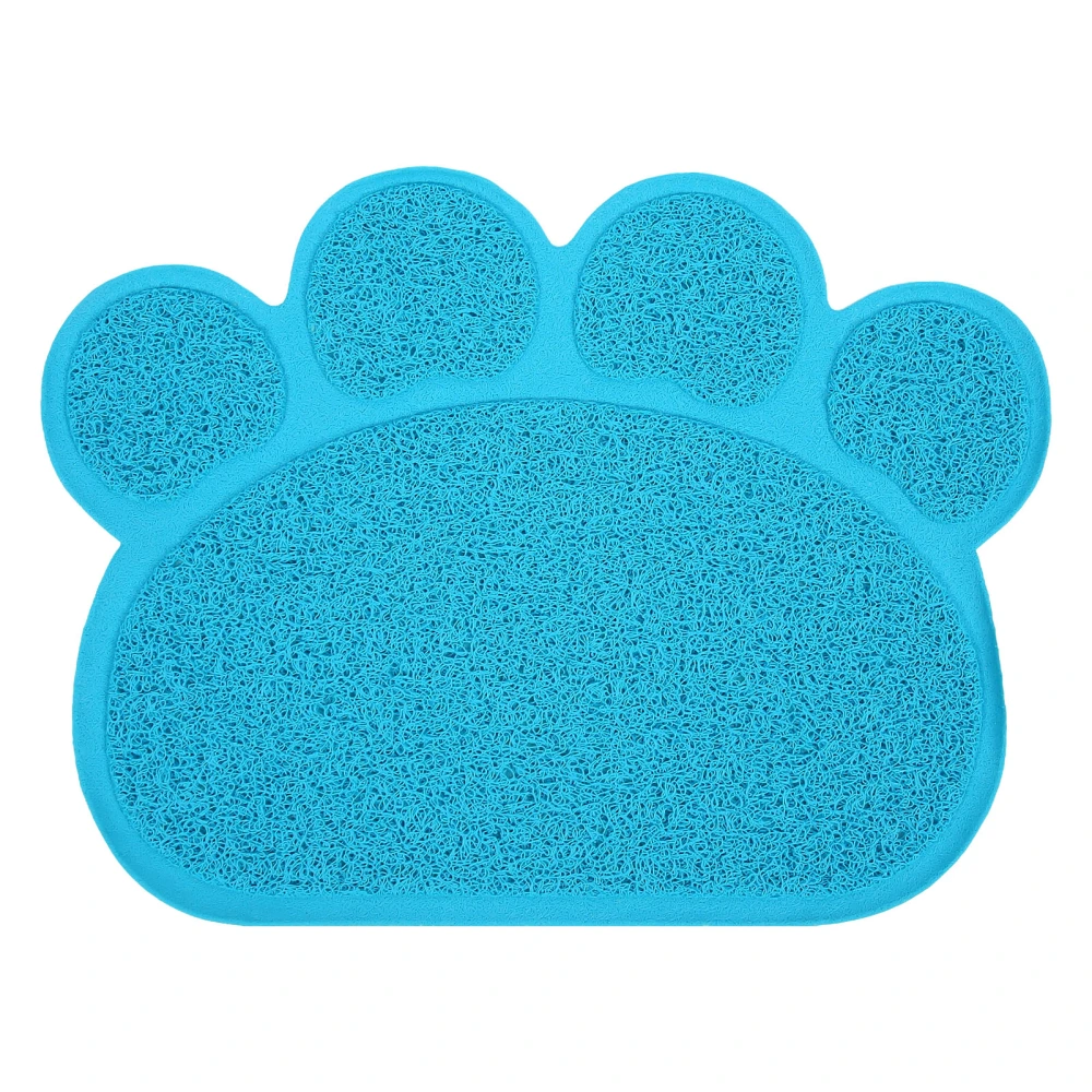 Litter Box Mat Prevent Slip Waterproof Soft Paw Shaped PVC Cat Litter Box Pad for Indoor Floor Blue