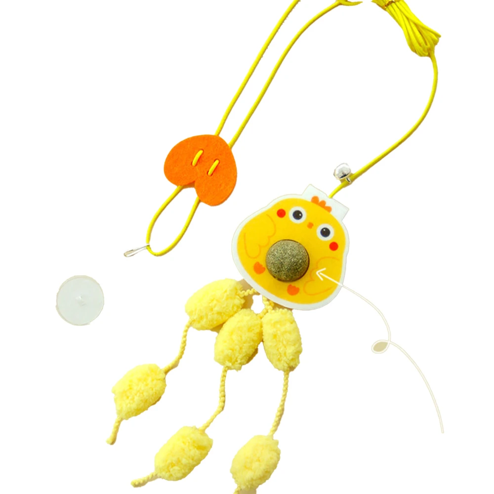 Buyweek String Cat Toy Hanging Door Feather Toy Elastic Retractable Cat Attractive Teaser Toy Small Yellow Chicken