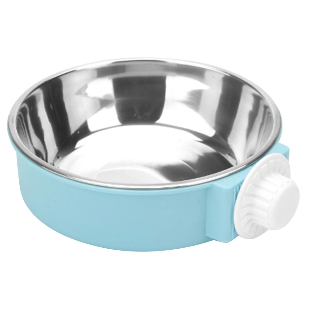 Crate Dog Bowl Removable Stainless Steel Hanging Pet Cage Bowl Food and Water Feeder Coop Cup for Cat Dog Puppy Blue