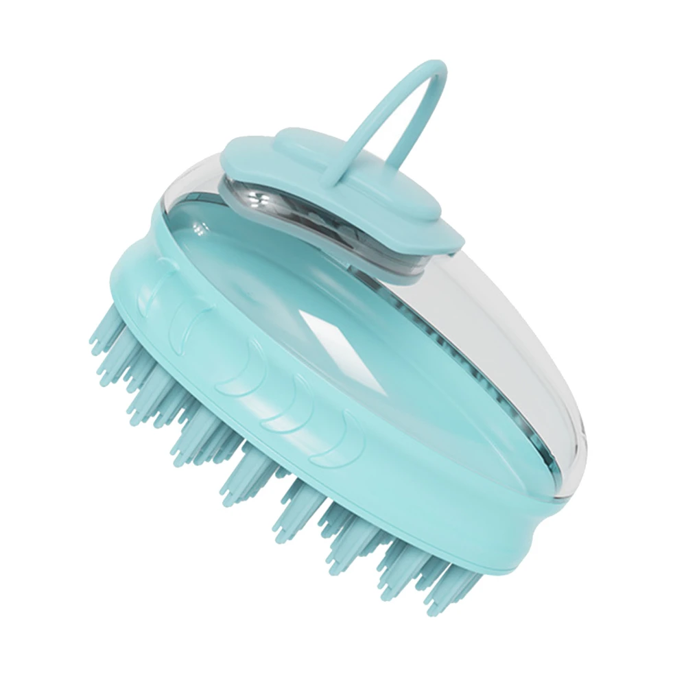 Pet Bath Brush Silicone Bristles Bathing Massage Floating Hair Removing Pet Grooming Brush for Cat Dog Sky Blue