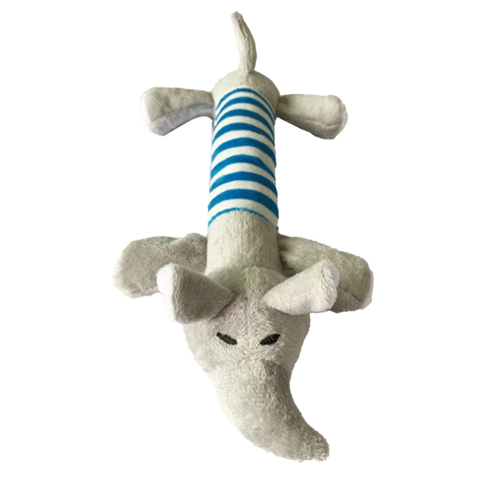 Buyweek Dog Plush Toy Cute Striped Animal with 4 Legs Squeaky Dog Chew Toy for Pet Dog Cat Teeth Grinding Cleaning Elephant