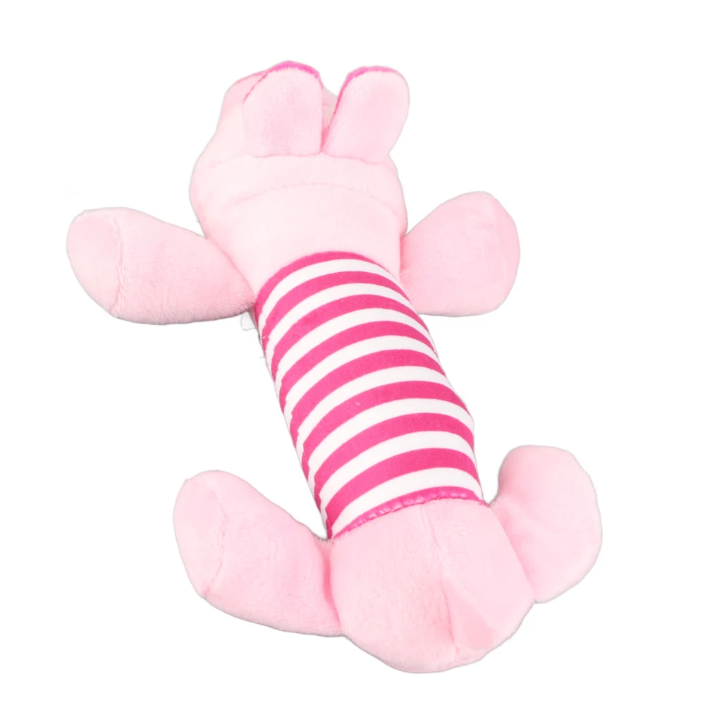 Buyweek Dog Plush Toy Cute Striped Animal with 4 Legs Squeaky Dog Chew Toy for Pet Dog Cat Teeth Grinding Cleaning Pig