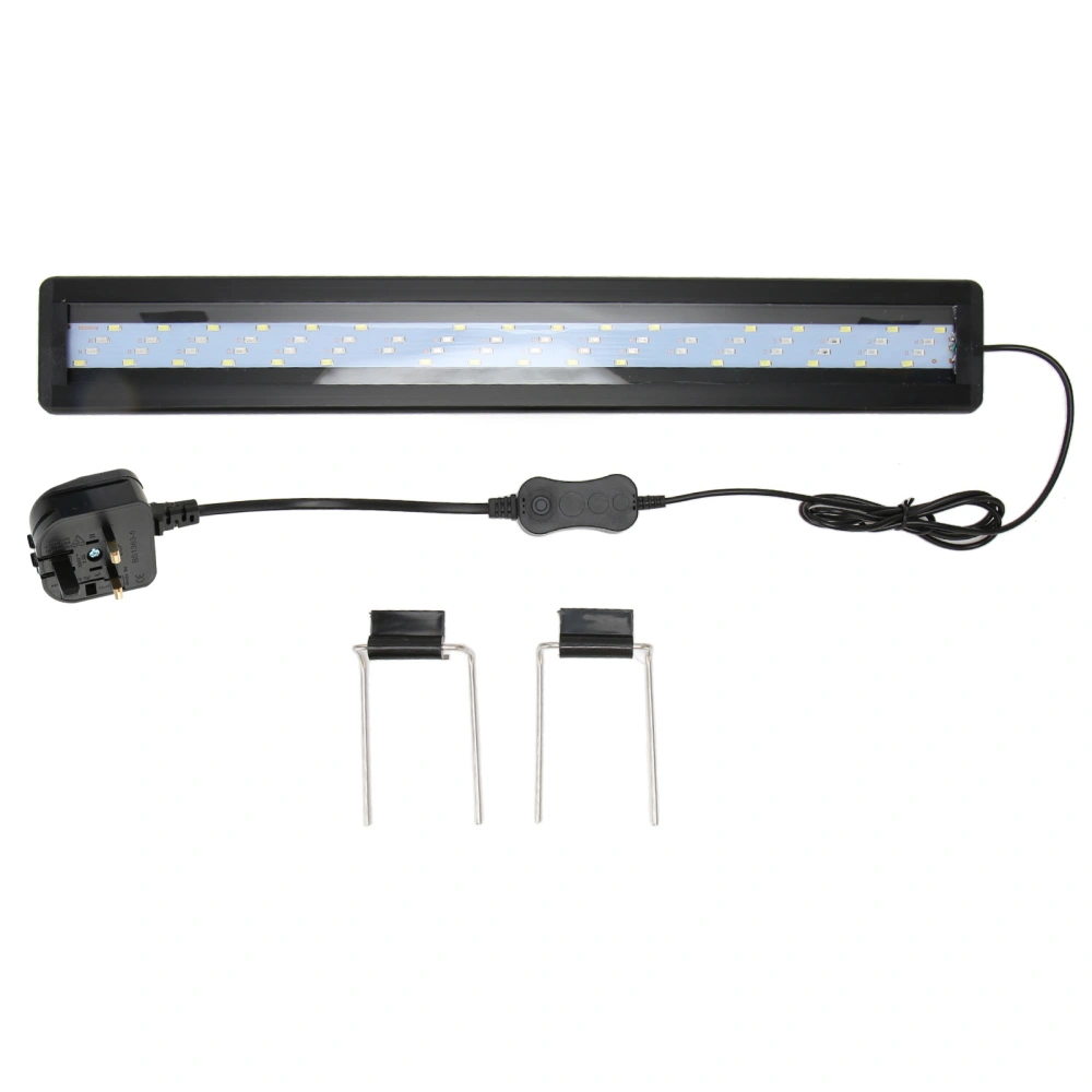 LED Aquarium Light Full Spectrum Ultra Slim Heat Dissipation Splash Proof Fish Tank Light with Extendable Brackets Black UK Plug 220V