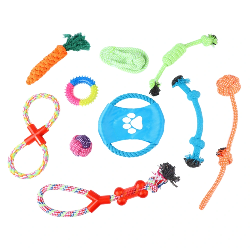 10pcs Dog Cotton Rope Toys Teeth Cleaning Bite Resistant Colorful Pet Chewing Rope Toy Set for Molar