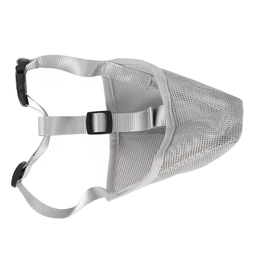 Dog Muzzle Breathable Adjustable Prevent Biting Chewing Pet Mesh Muzzle for Outdoor Training Gray S