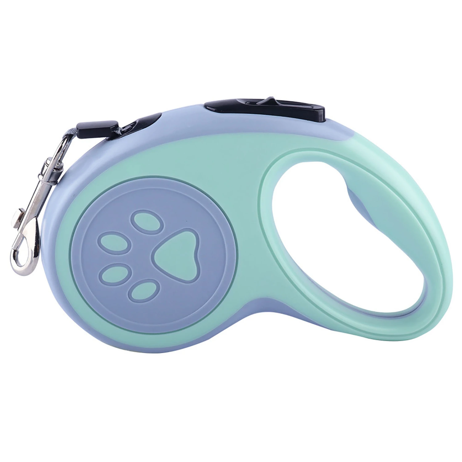 Retractable Pet Leash Automatic Adjustable Comfortable Handle Paw Print Pet Walking Leash for Outdoor Green 5m/16.4ft