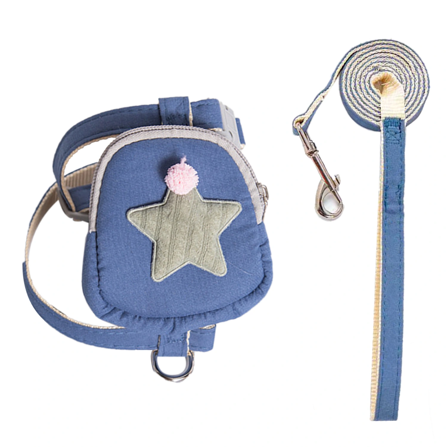 Pet Harness Leash Set Adjustable Straps Even Pressure Escape Proof Loose Cat Vest Belt for Outdoor Blue S (Recommended Within 2.5kg/5.5lb)