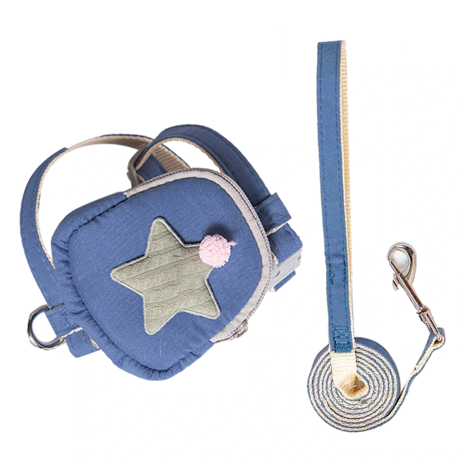 Pet Harness Leash Set Adjustable Straps Even Pressure Escape Proof Loose Cat Vest Belt for Outdoor Blue S (Recommended Within 2.5kg/5.5lb)
