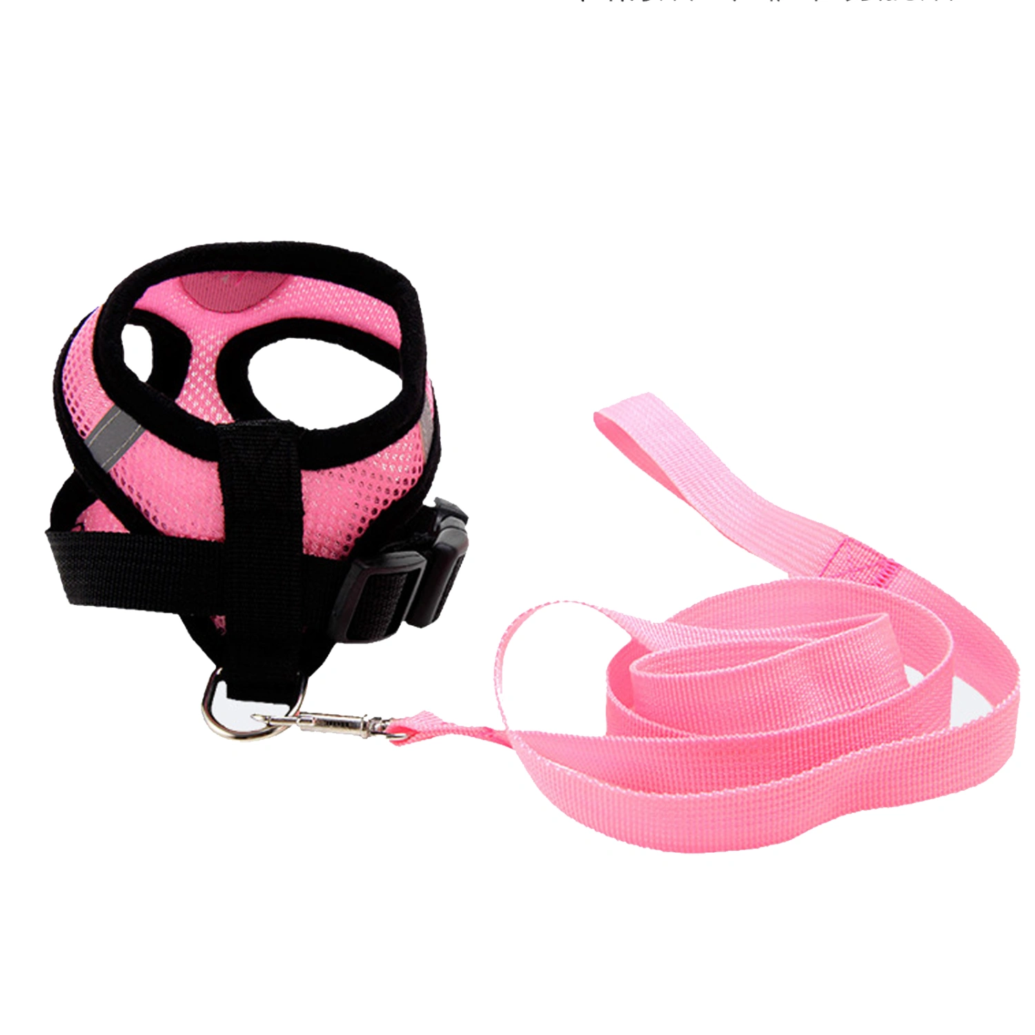 Dog Harness with Leash Mesh Cloth Adjustable Soft Breathable Pet Vest for Outdoor Training and Running Pink L