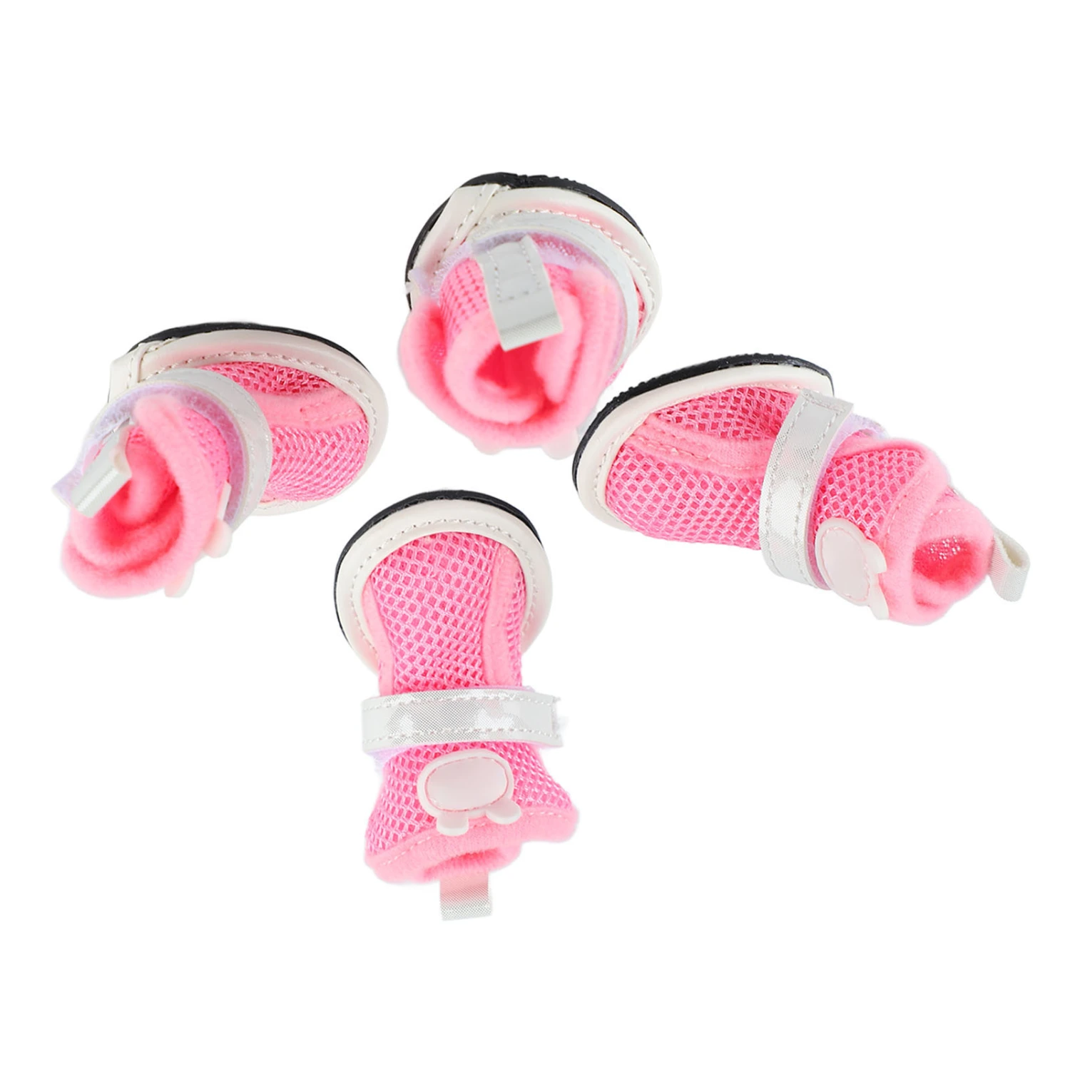 Dog Mesh Shoes Prevent Slip Breathable Lightweight Fashionable Puppy Summer Boots for Bichon Teddy Pink