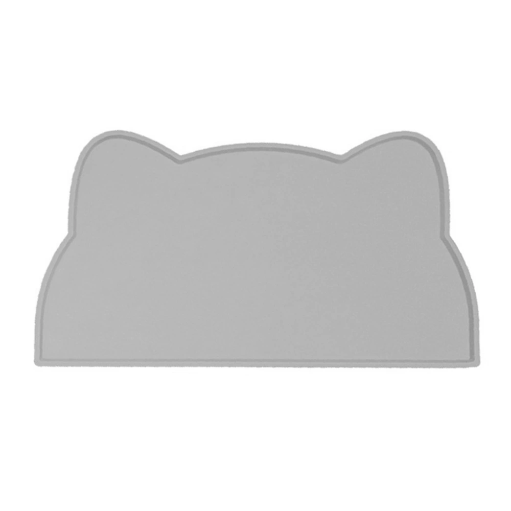 Cat Bowl Mat 17.3in Long 9.8in Wide Soft Anti Slip Silicone Spill Proof Pet Food Pad for Home Indoor Floor Gray