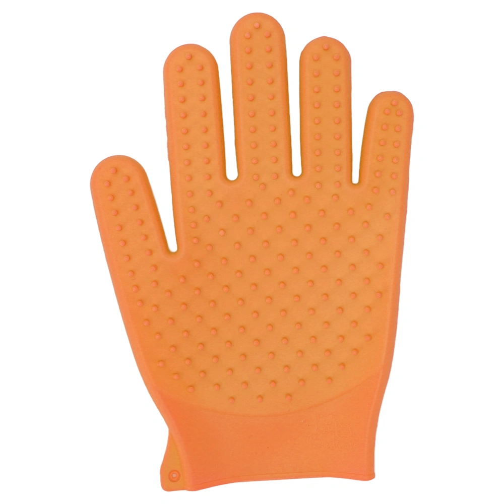 Pet Grooming Glove Silicone Double Sided Fast Frothing Durable Cat Hair Removal Glove for Long and Short Hair Orange