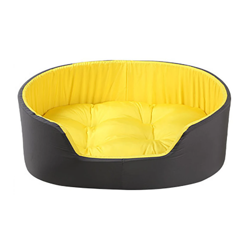 Pet Nest Bed Large Space Soft Comfortable Warm Pet Sleeping Bed with Double Sided Pad for Dog Cat All Seasons Black Yellow L, 60x40cm / 23.6x15.7in, Suitable for Less Than 10kg/22.0lb