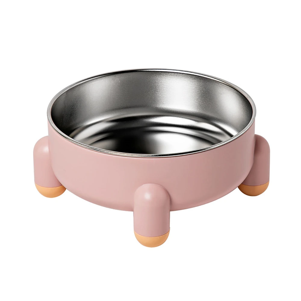 Pet Bowl Prevent Slip Detachable 4 Legged Base Large Capacity Stainless Steel Cat Dog Food Bowl for Indoor Pink