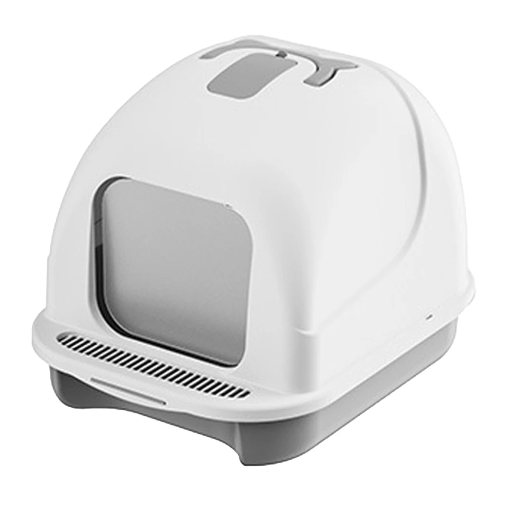 Cat Litter Box Fully Enclosed Large Space Odor Control Prevent Splashing Cat Toilet Box White Large