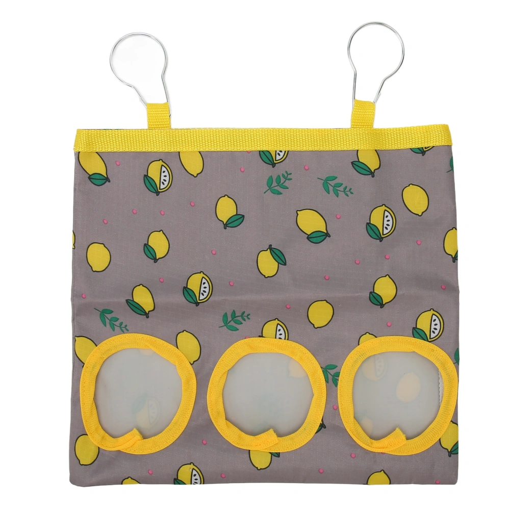 Pet Hanging Hay Feeder Bag with Holes Lemon Pattern Small Animal Hay Feeding Bag for Rabbit Guinea Pig 3 Holes