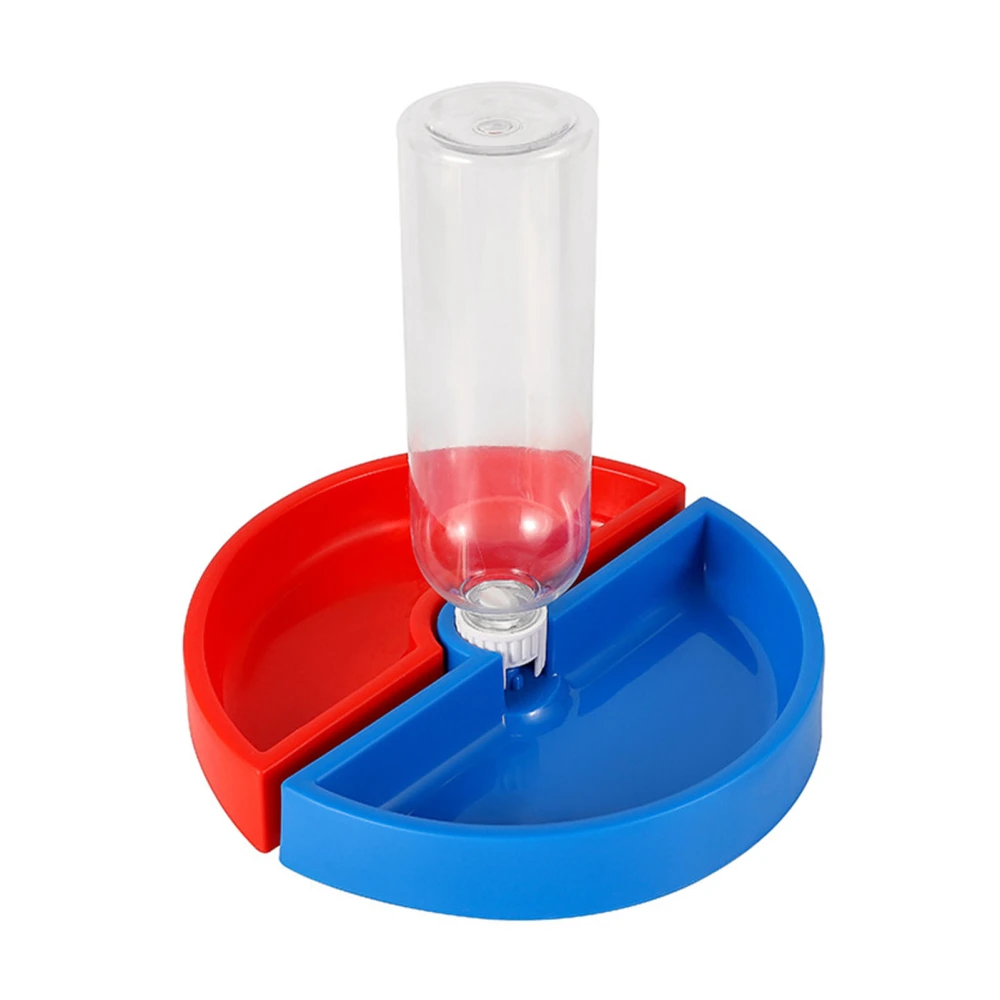 Cat Water Food Bowl Detachable Prevent Slip Large Capacity Pet Dish Set with Waterer Bottle for Indoor Red Blue