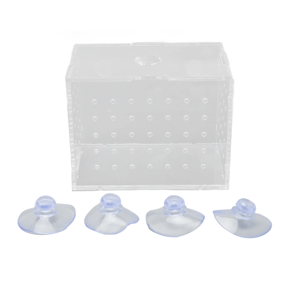 Fish Breeder Box High Transparency Acrylic Hatchery Incubator Tank with Suction Cups for Baby Fishes Shrimp Clownfish 9x6x7cm / 3.5x2.4x2.8in