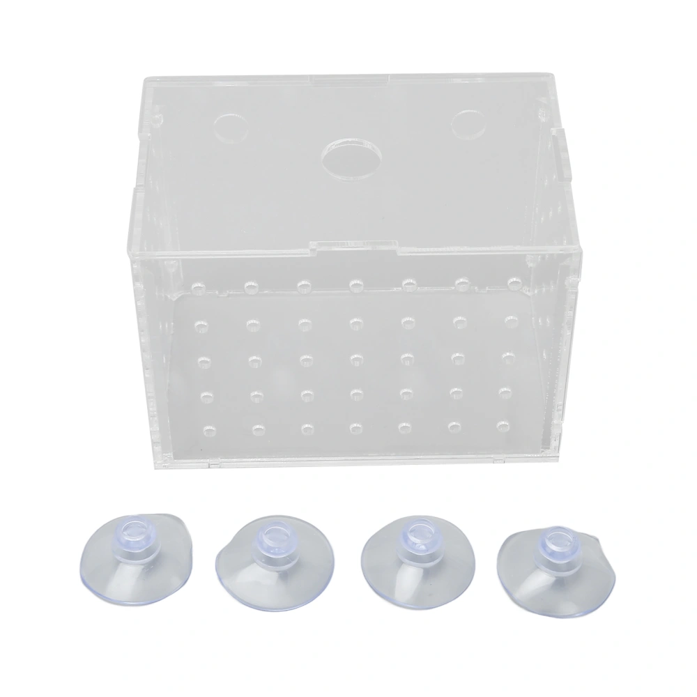 Fish Breeder Box High Transparency Acrylic Hatchery Incubator Tank with Suction Cups for Baby Fishes Shrimp Clownfish 11x7x8cm / 4.3x2.8x3.1in