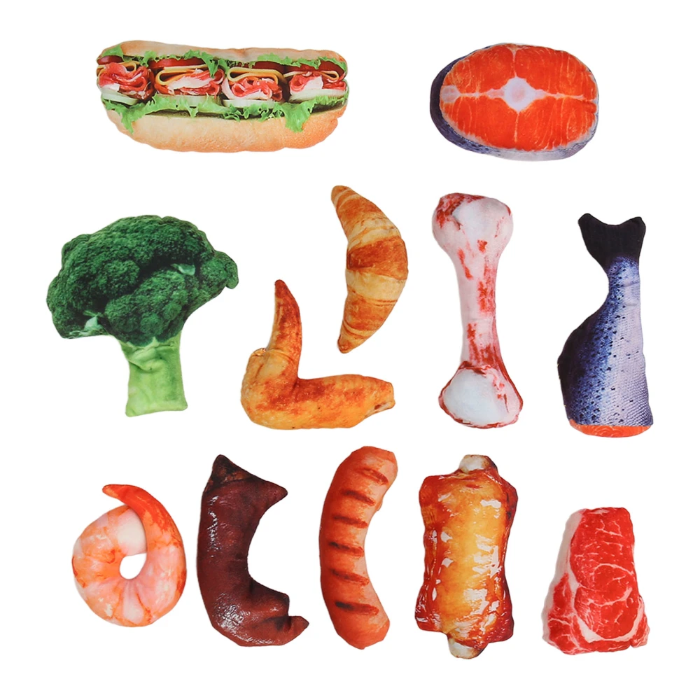 Food Shape Pet Toy Lifelike Vegetable Meat Bite Resistant Squeaky Soft Plush Dog Chew Toy for Small Medium Dogs