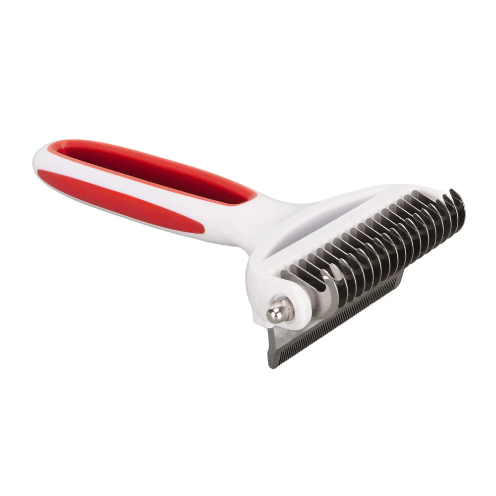 Pet Deshedding Brush 2 in 1 Deshedding Tool and Dematting Undercoat Rake Comb Removing Knots Pet Brush for Cats Dogs S Red