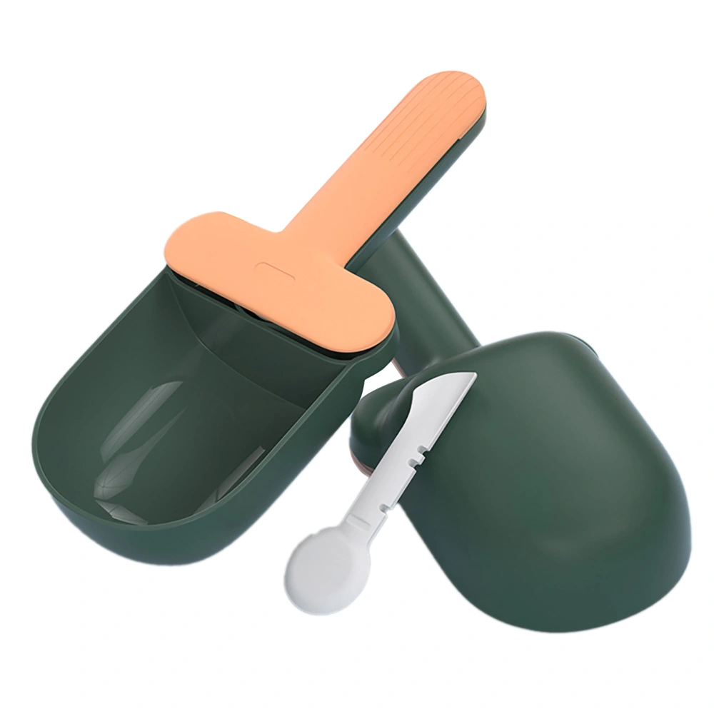 Pet Food Spoon Cute Ice Cream Shape Large Capacity Food Grade Dog Food Scoop with Sealing Clip for Dogs Cats Pets Orange Green