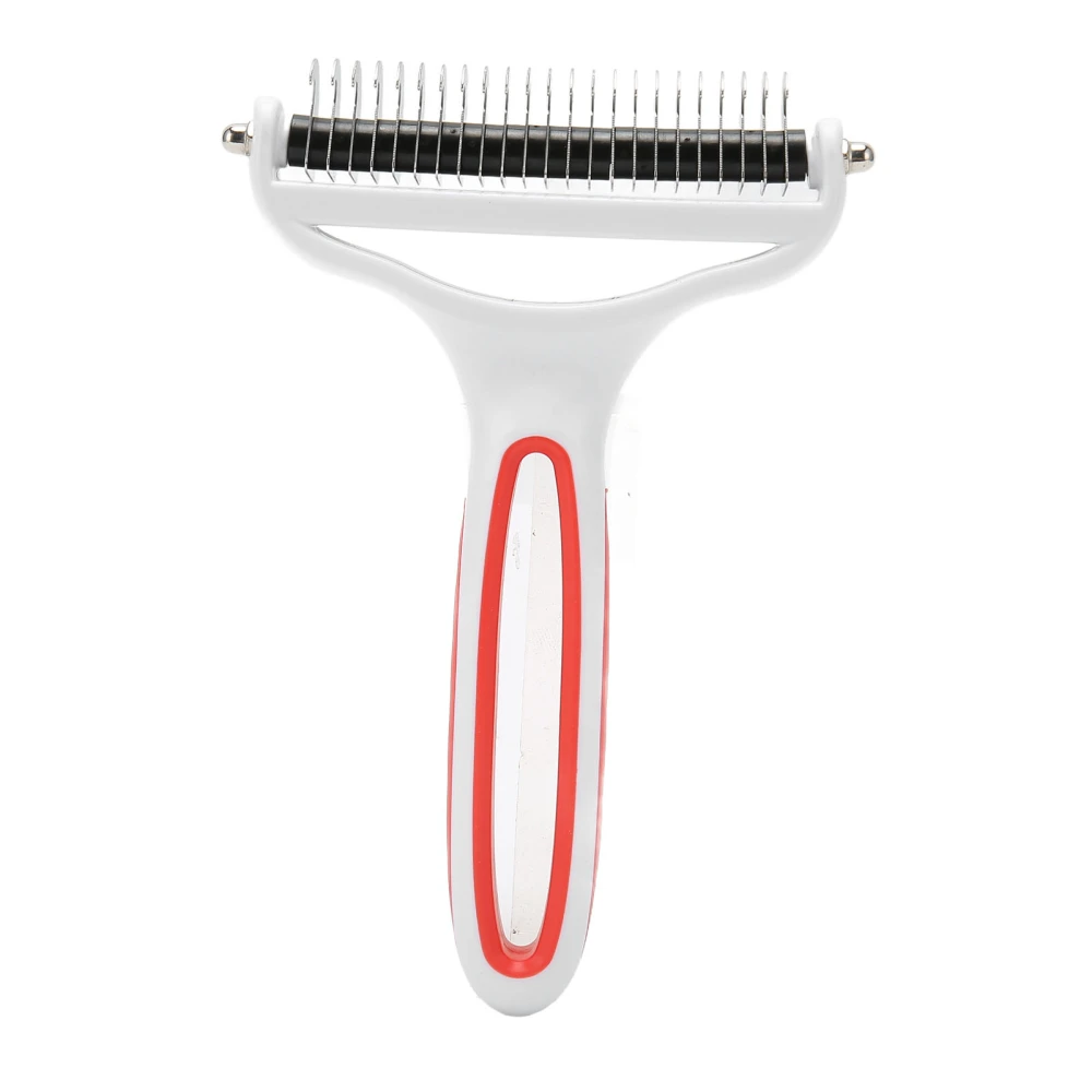 2 in 1 Pet Grooming Brush Washable Pet Dematting Comb Deshedding Tool Undercoat Rake for Cat Dog Removing Knots Tangles L Red