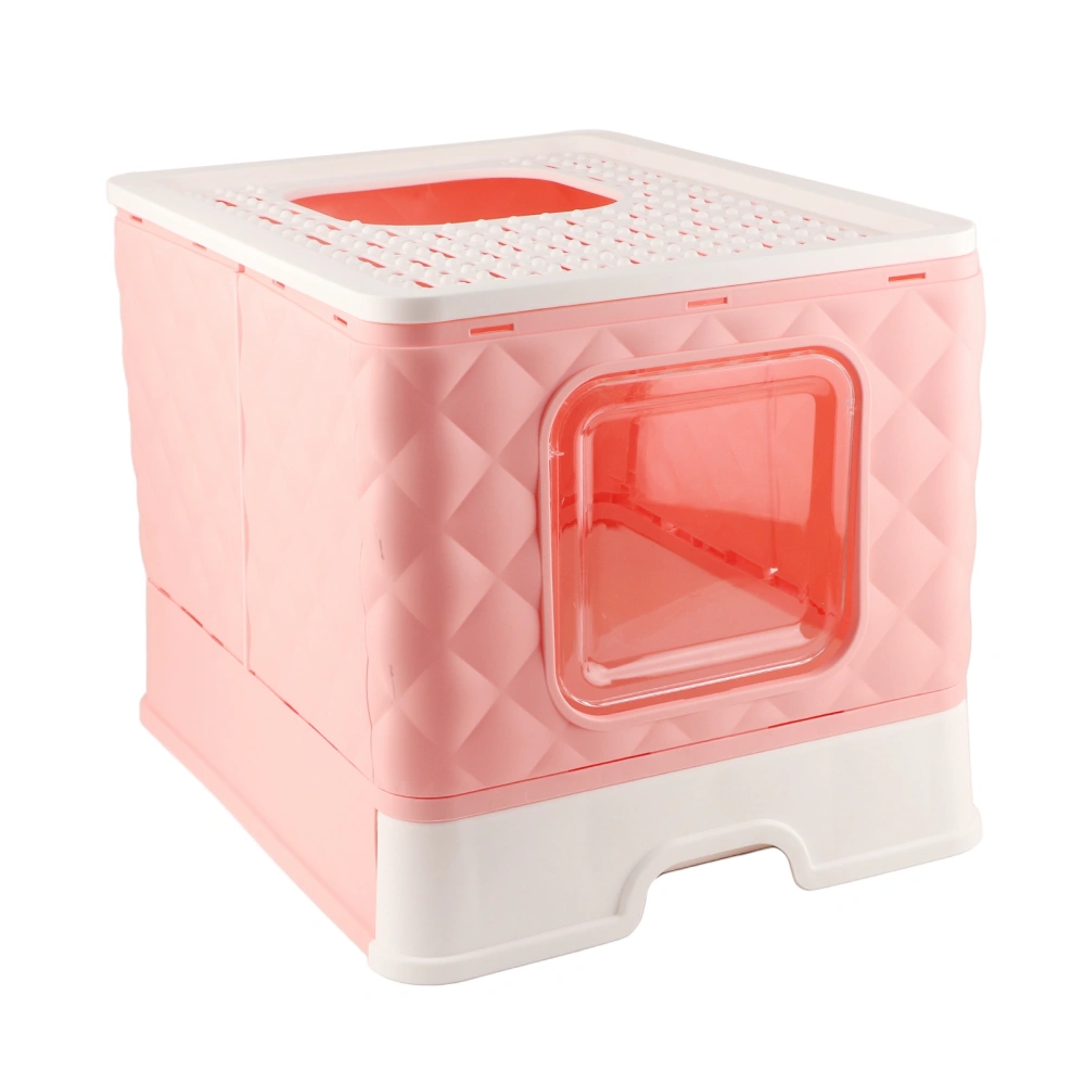 Cat Drawer Litter Box Detachable Washable Large Space Semi Closed Cat Toilet Litter Box with Lid for Cats Kittens Cat Litter Box Pink