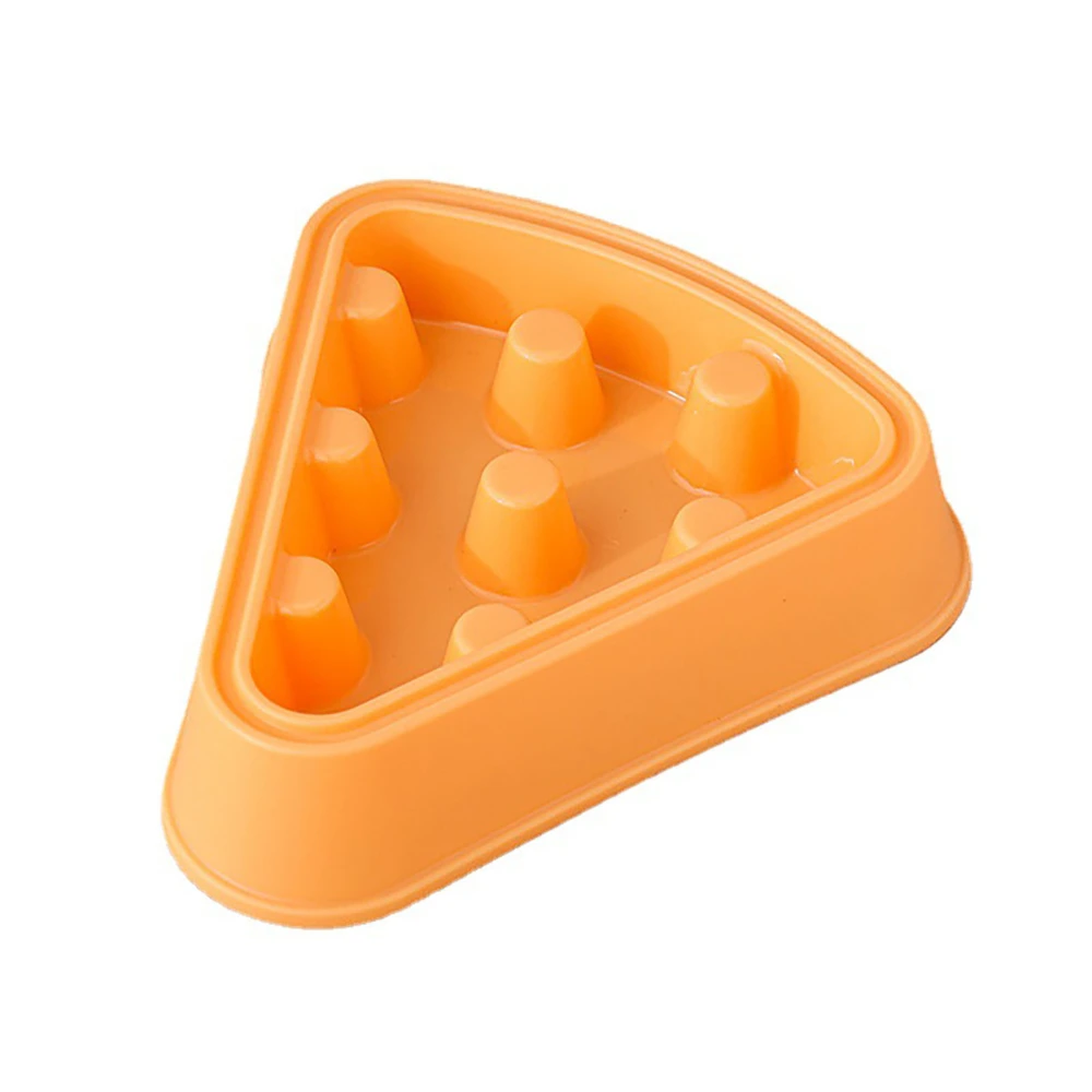 Pet Slow Food Bowl Cartoon Pizza Shape Prevents Choking Large Capacity Slow Feeder Dog Bowls for Dogs Cats Pets Orange