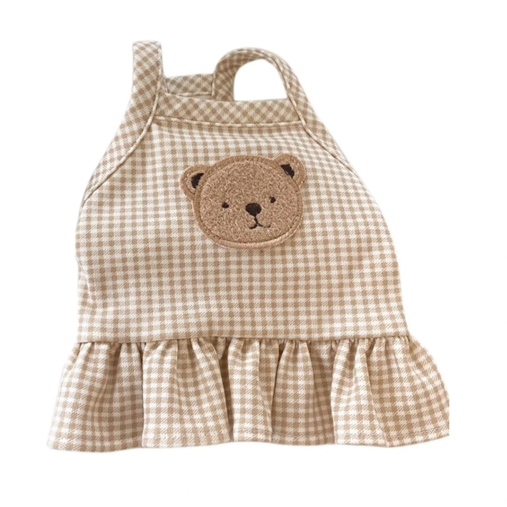 Dog Plaid Dress Summer Fashion Cute Cartoon Little Bear Pet Plaid Skirt for Small Medium Dogs Cats Pets L Size Chest 46cm/18.1in (Recommended About 6kg/13.2lb for Reference Only)