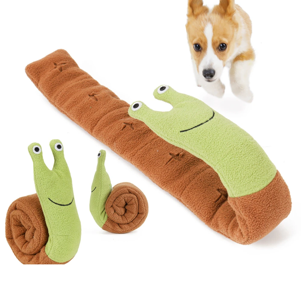 Dog Tug Toy Chew Toy Puppy Teething Teether Squeaky Comfortable Chewing for Pet Chewer Green and Brown Snail Design