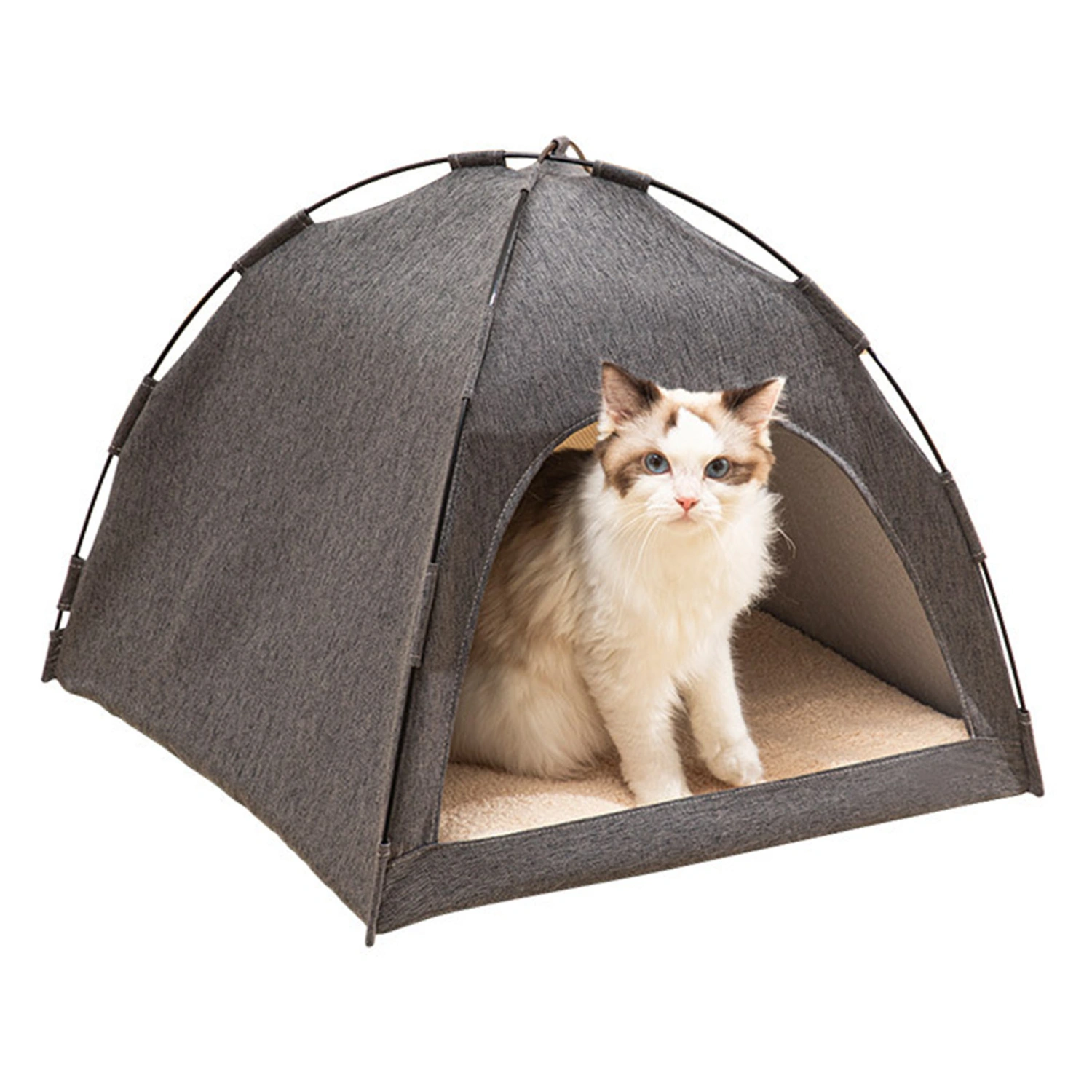 Cat Tent Bed Large Space Breathable Comfortable Washable Pet Tent House for Pet Cat Dog All Seasons S Size Grey
