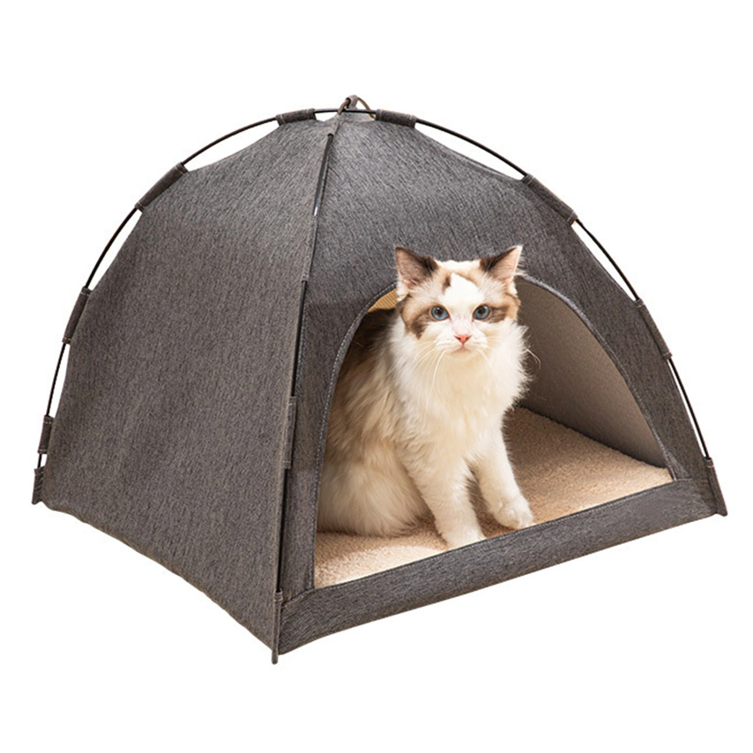 Cat Tent Bed Large Space Breathable Comfortable Washable Pet Tent House for Pet Cat Dog All Seasons S Size Grey