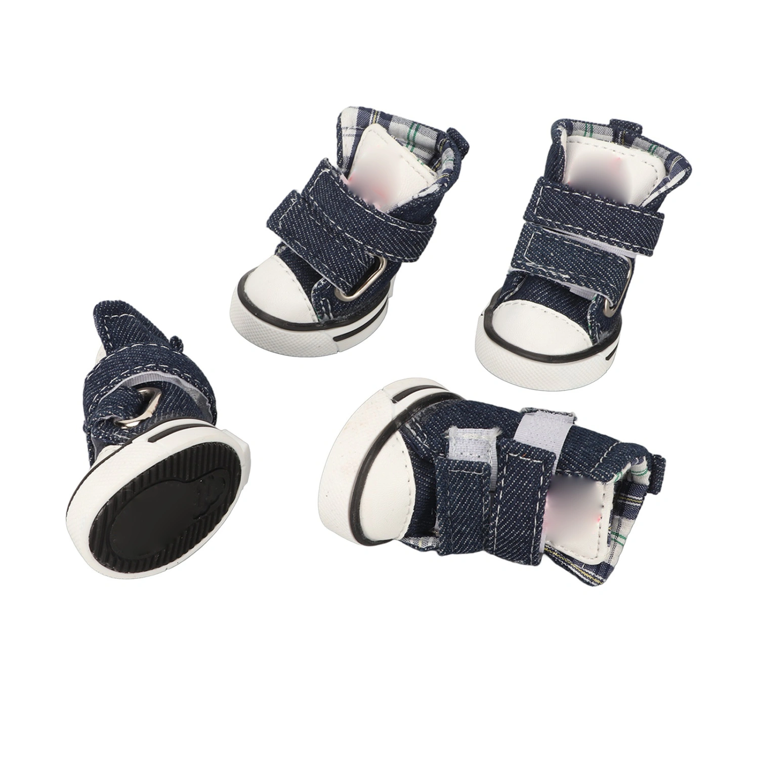4pcs Canvas Puppy Shoes Stylish Cute Slip Resistance Breathable Comfortable Pet Paw Protector for Small Dogs Pets 3#