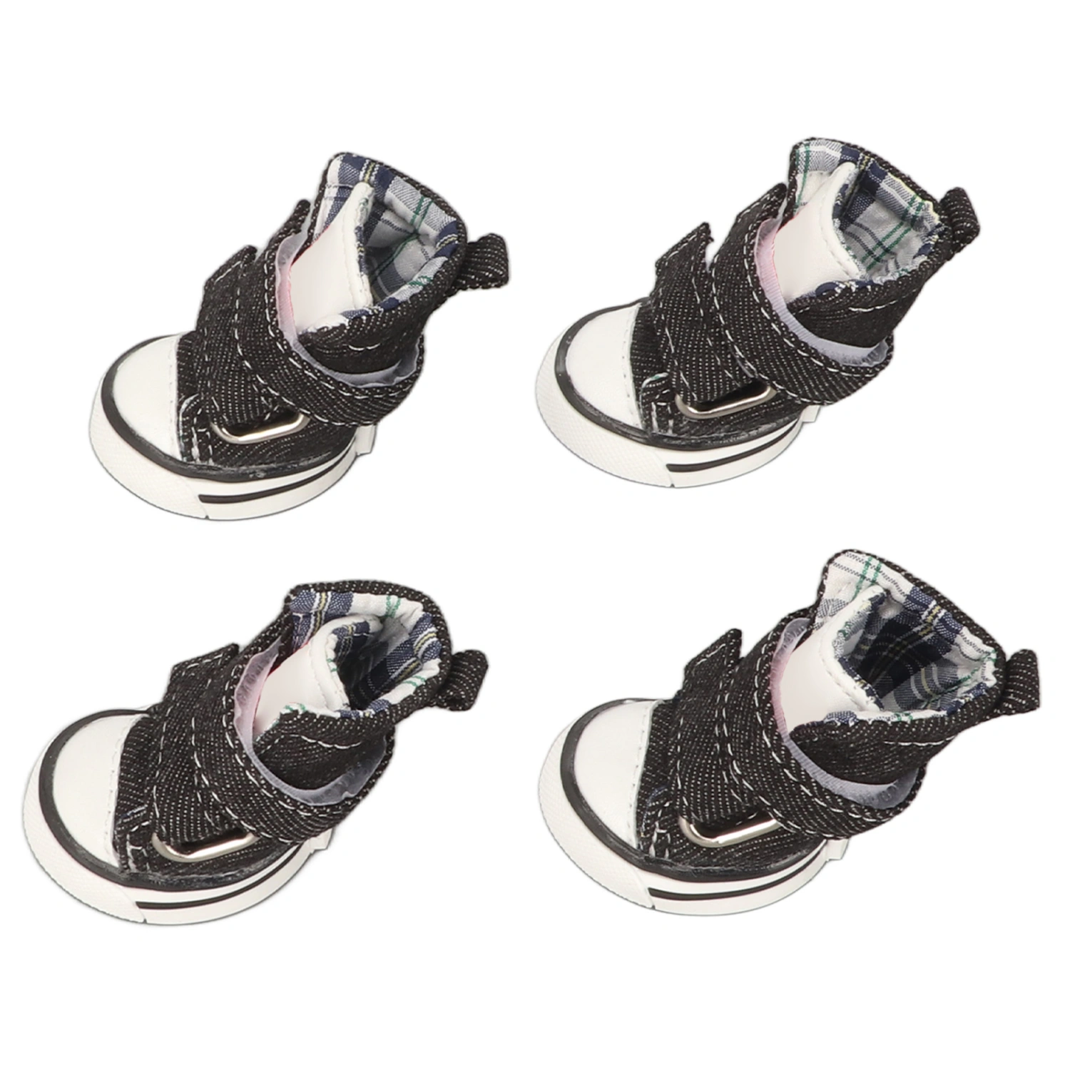 4pcs Canvas Puppy Shoes Fashion Cute All Seasons Breathable Slip Resistance Pet Sport Shoes for Small Dogs Pets 3#