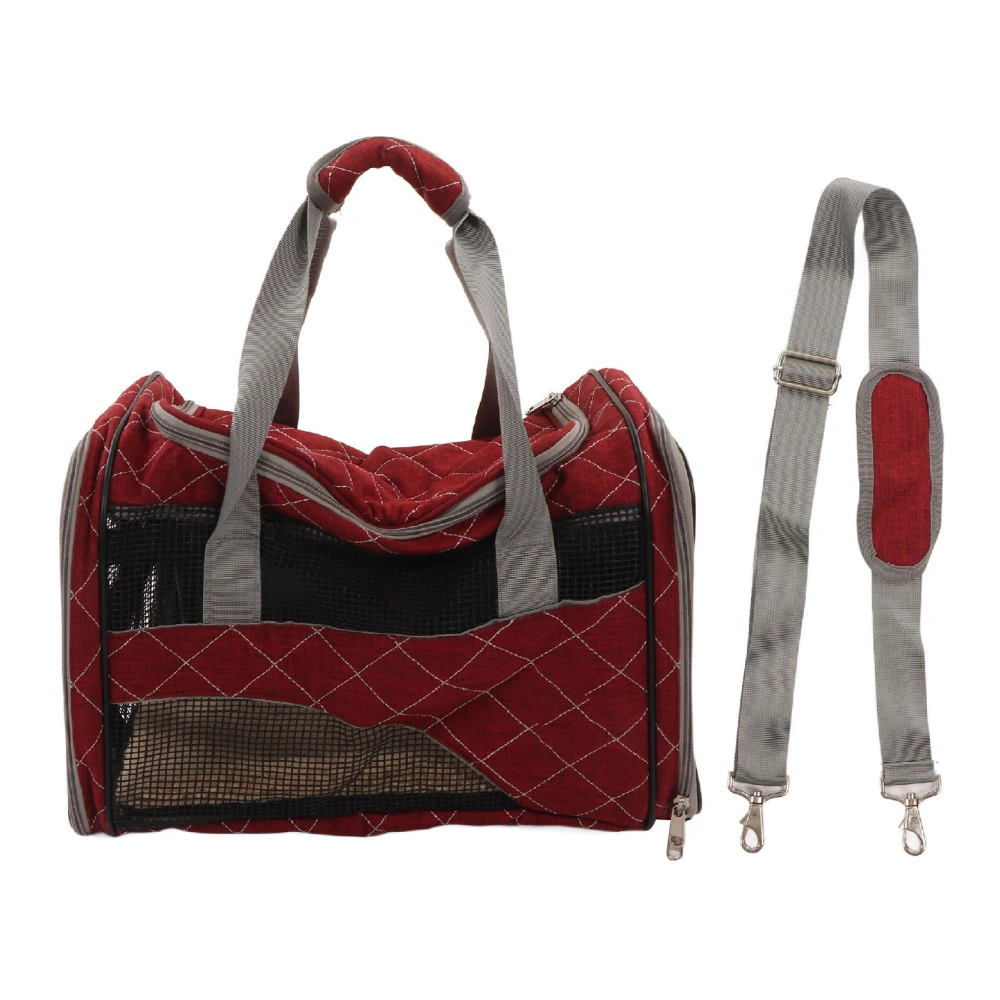 Dog Carrier Travel Bag Portable Fashionable Breathable Collapsible Travel Puppy Carrier for Outdoor Wine Red