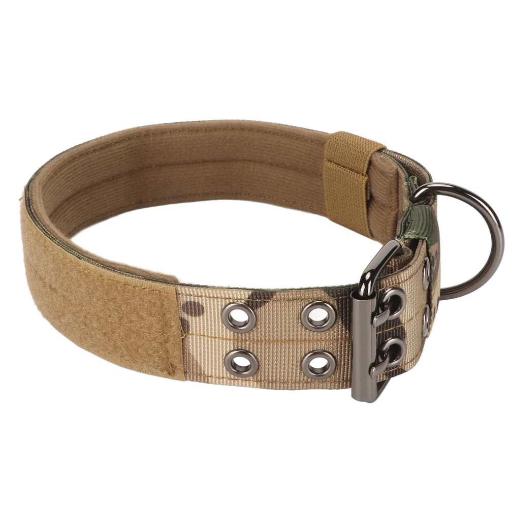 Adjustable Dog Collar Double Row Metal Buckles Pet Collar with D Ring Buckle for Medium and Large Dogs Camouflage XL