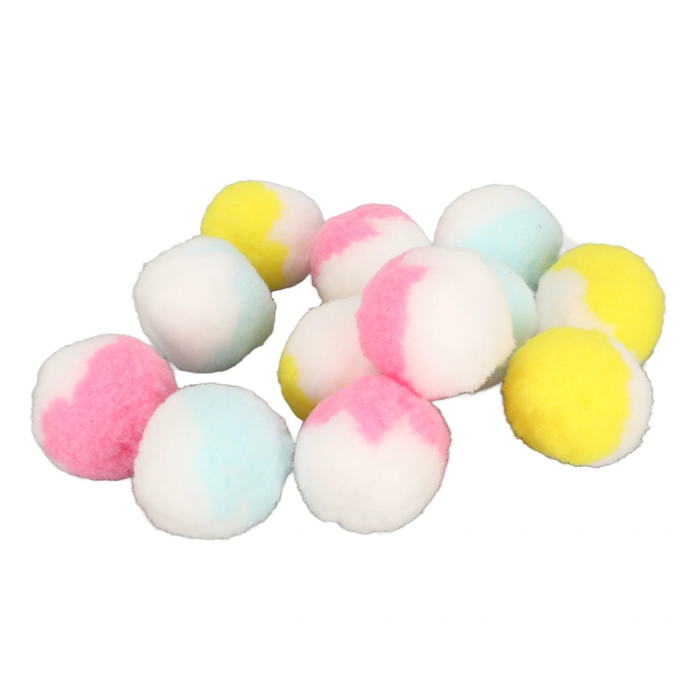 12PCS Cat Toy Ball Bite Resistant Quiet Play Interactive Cat Plush Balls for Kitten Training and Play 4.5cm/1 8in Clashing Colors