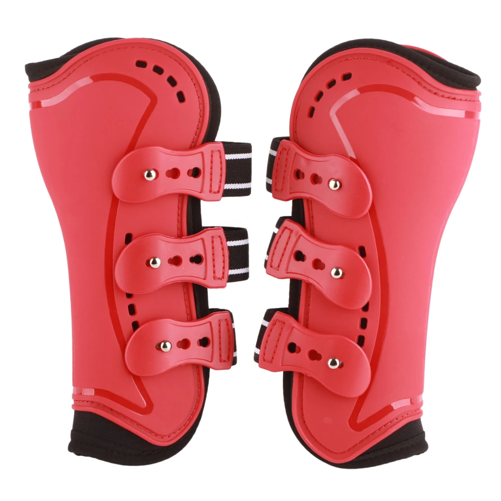 Horse Front Leg Boots Breathable Impact Absorbing Prevent Slip Soft Lining Lightweight Horse Leg Guard Red L