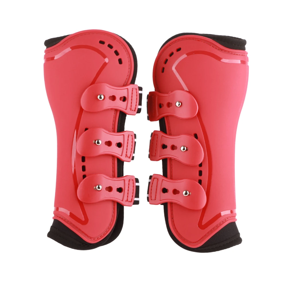 Horse Front Leg Boots Breathable Impact Absorbing Prevent Slip Soft Lining Lightweight Horse Leg Guard Red M