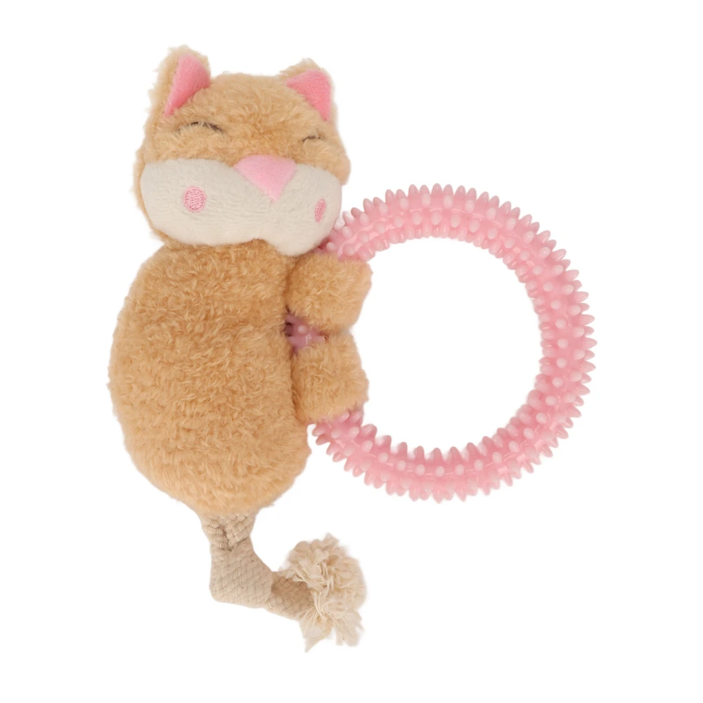 Puppy Teething Toy Relieve Itching Clean Teeth Gum Massage Plush Doll Round Ring TPR Chew Toy