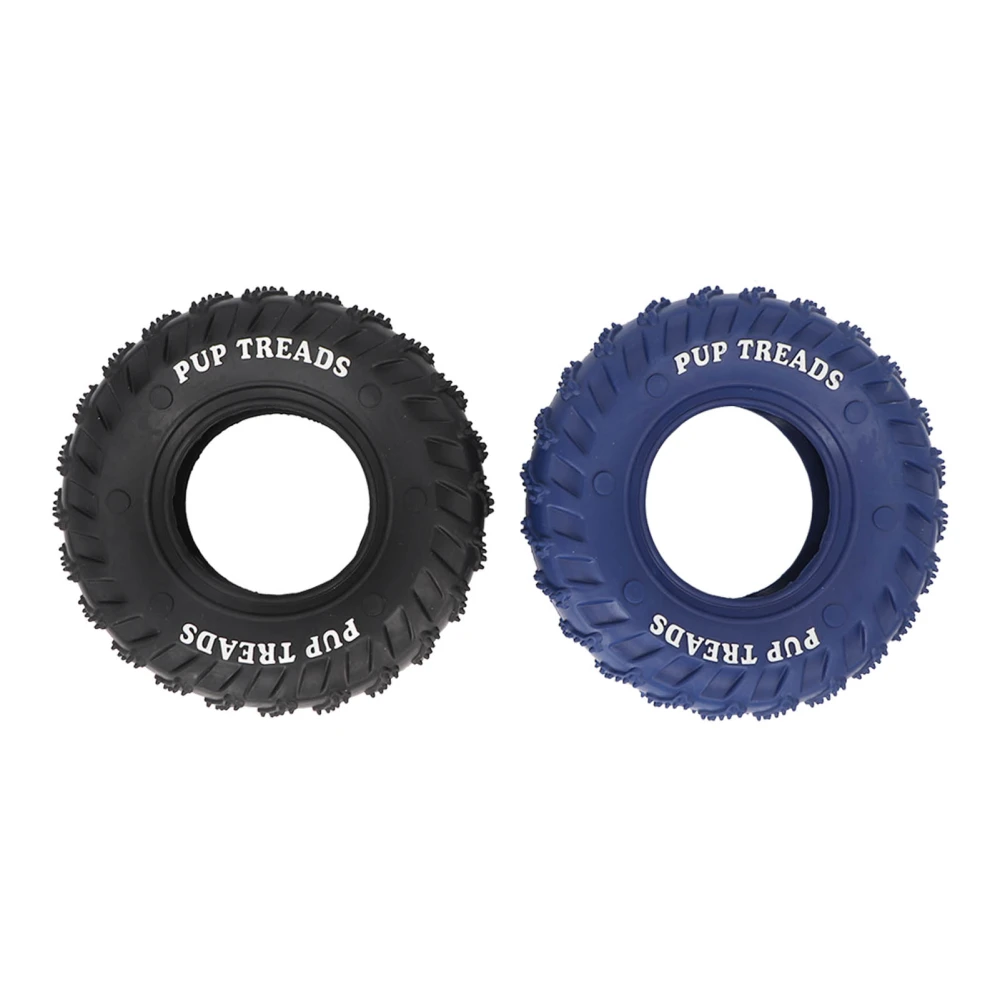 2Pcs Blue Black Rubber Tire Dog Chew Toy Safe Tire Shape Rubber Pet Chew Toy for Medium Large Dogs