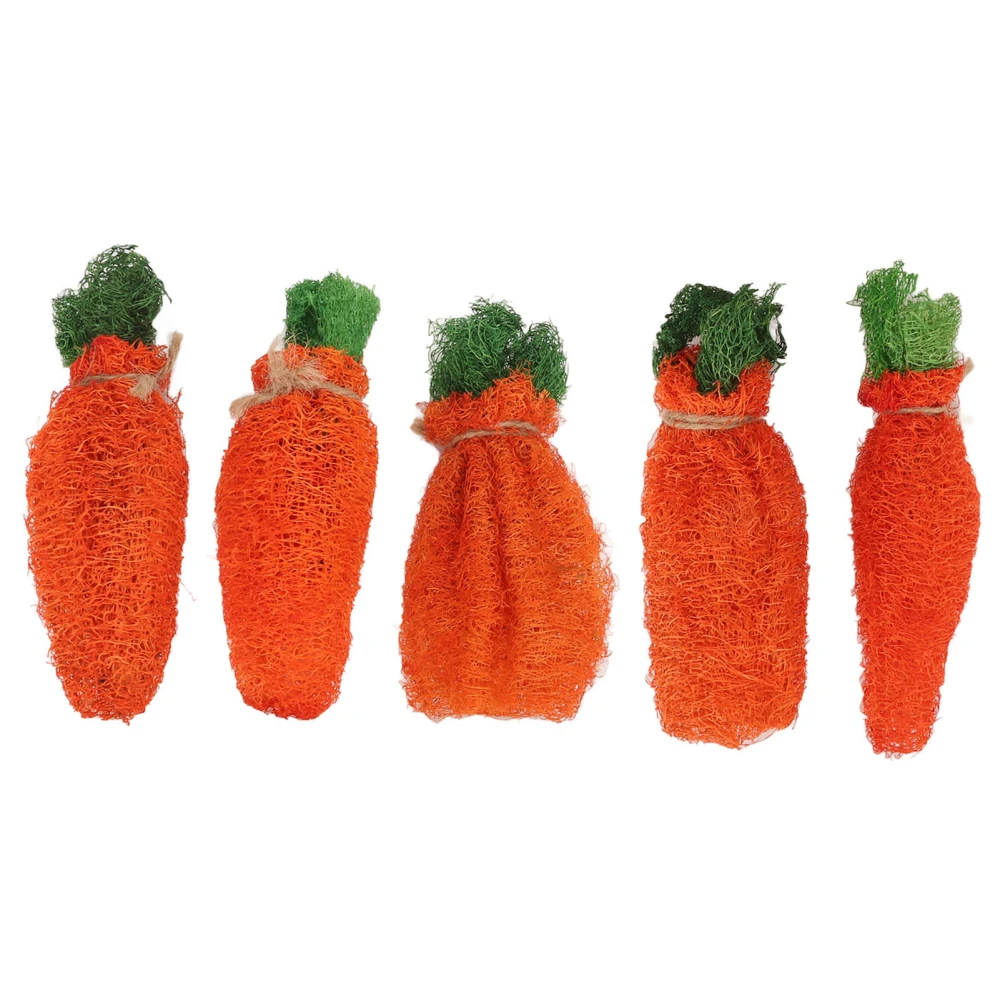 Rabbit Loofah Carrot Toys Natural Funny Teeth Grinding Bite Resistance Hamster Chew Toys for Rabbit Hamster Guinea Pig S