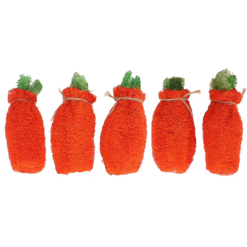 Rabbit Loofah Carrot Toys Natural Funny Teeth Grinding Bite Resistance Hamster Chew Toys for Rabbit Hamster Guinea Pig L