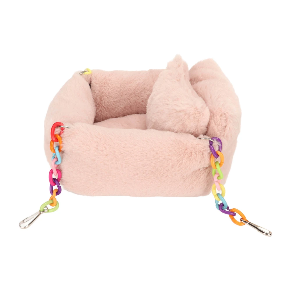 Hamster Chain Hammock Cute Soft Winter Warm Hammock with Small Pillow for Small Animal Lotus Pink L