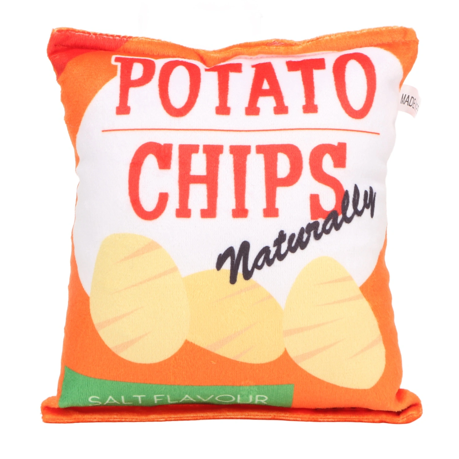 Potato Chips Plush Dog Toy Built in Rattling Paper Bite Resistant Squeaky Snack Bag Dog Toy for Puppy Potato Chip Orange