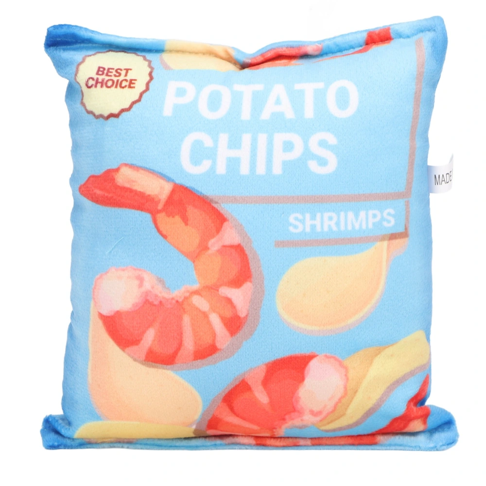 Potato Chips Plush Dog Toy Built in Rattling Paper Bite Resistant Squeaky Snack Bag Dog Toy for Puppy Fresh Shrimp Blue