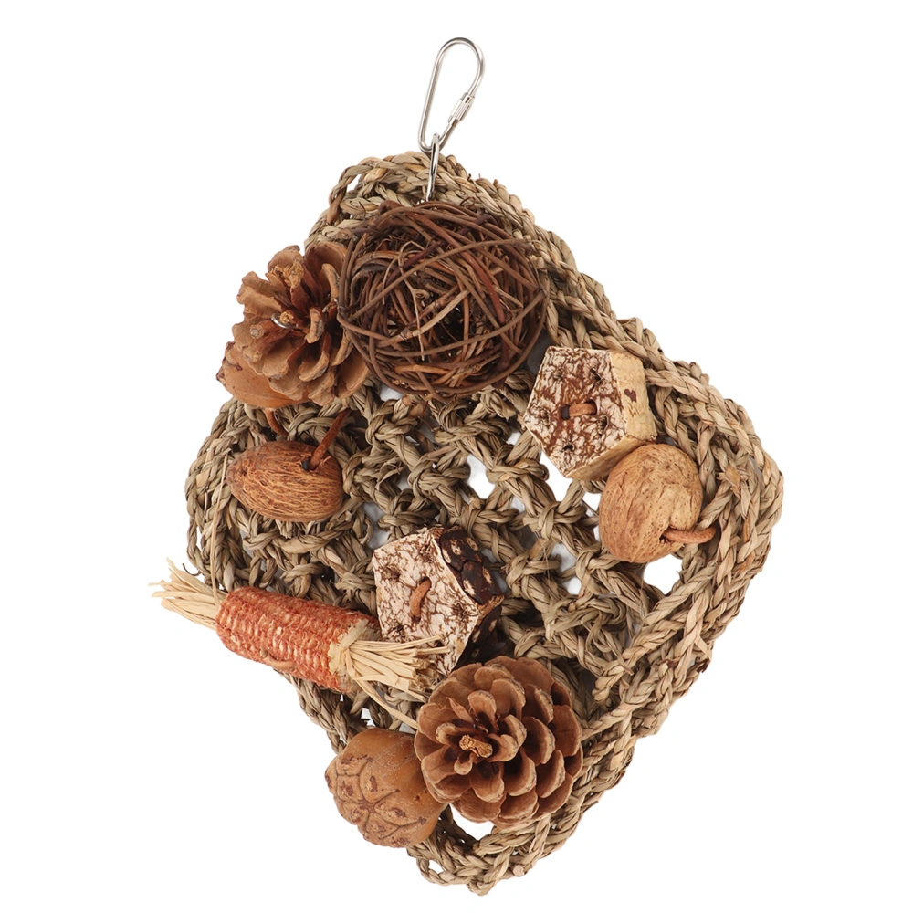 Bird Climbing Net Rattan Ball Pine Cone Corn Cob Nuts Straw Rope Parrot Woven Net for Parrot Cage Accessories