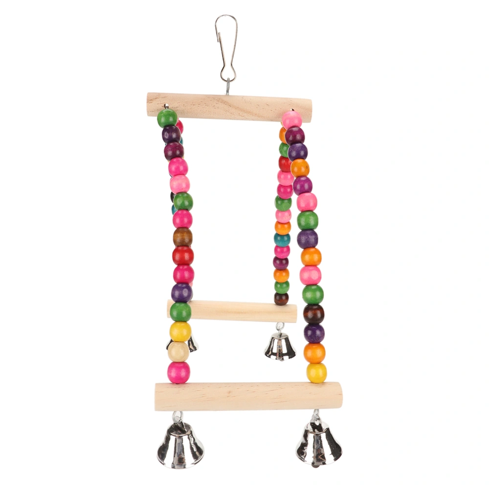 Wooden Beads Bird Swing Toy Colorful Half Circle Bird Swing Perch Cage Toys for Parrots