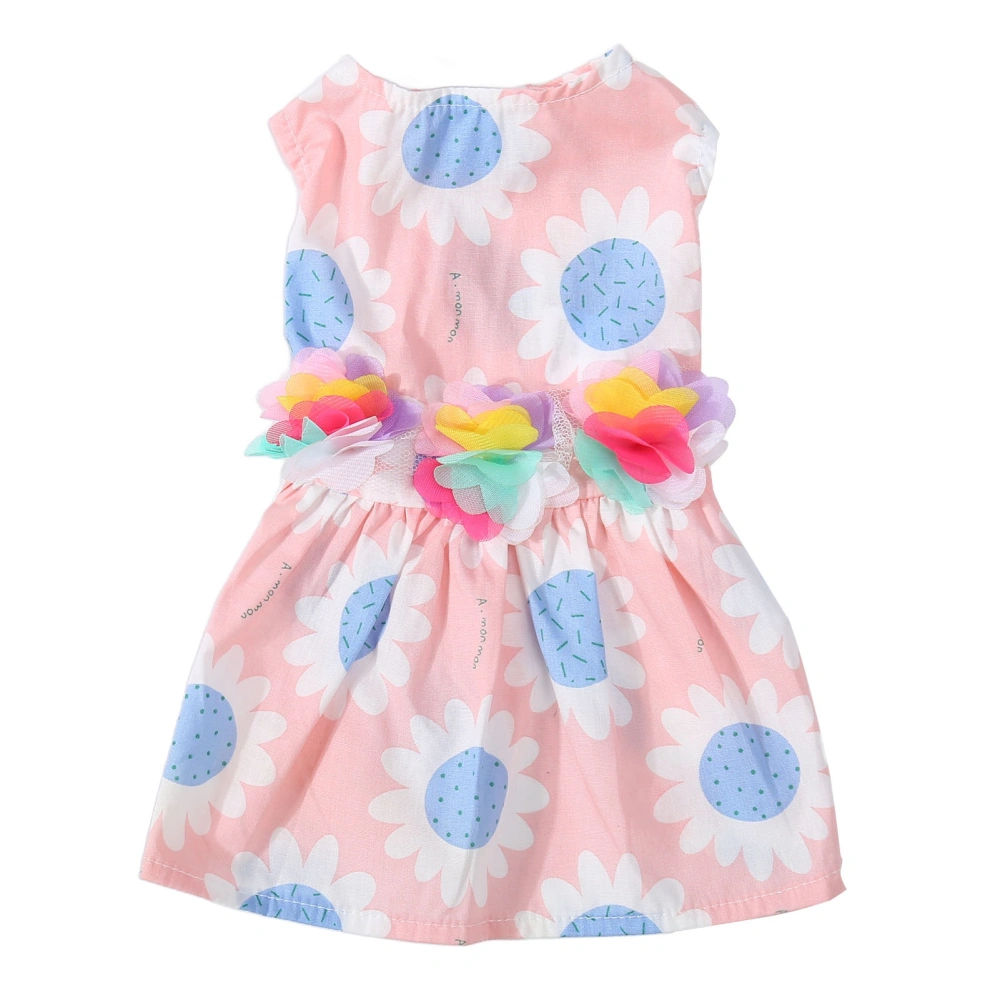 Dog Dress Soft Breathable Cute Fashionable Puppy Summer Dress with Flower Decor for Daily Party Photography Pink M